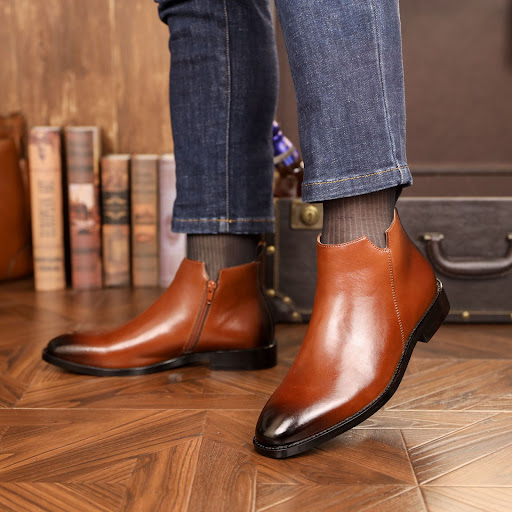 Title 4, Mens British Style Casual Leather Side Zipper ...