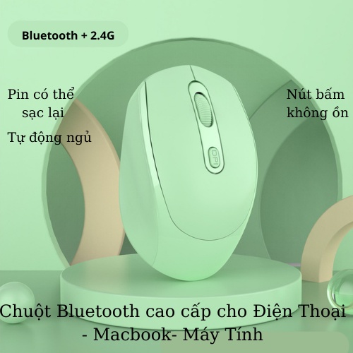 Chuột Bluetooth M107, Kết Nối Không Dây Và Bluetooth 5.1 Hoặc Đầu Thu 2.4Ghz Yên Tỉnh, Pin Có Thể Sạc Lại