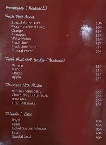 Gokul Restaurant menu 