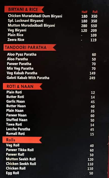 Nawab Restaurant menu 