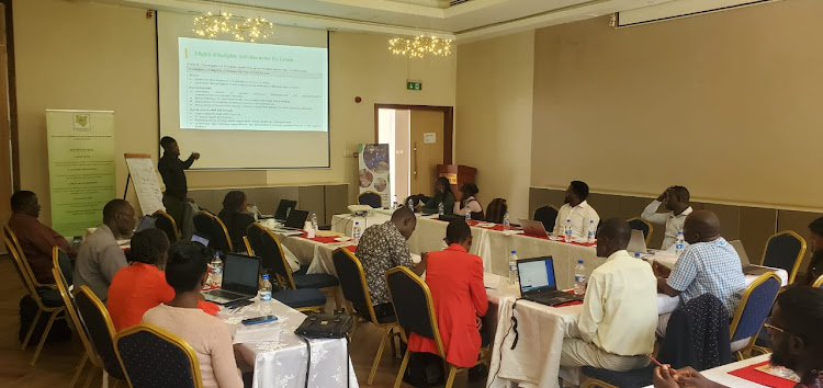 Climate change stakeholders during a workshop on fast-tracking climate finance implementation in Kisumu on Wednesday.