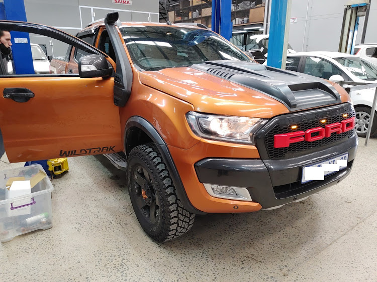 This Ford Ranger was rebuilt after a serious collision and sold as a Code 2 (used car), but on inspection it had 35 serious faults which made it dangerous to drive. Picture: SUPPLIED