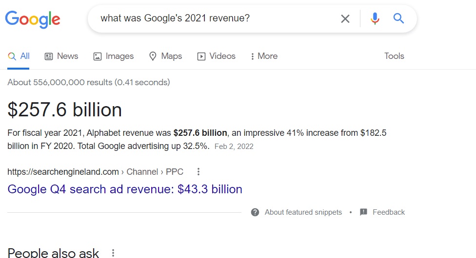 Google revenues 2021