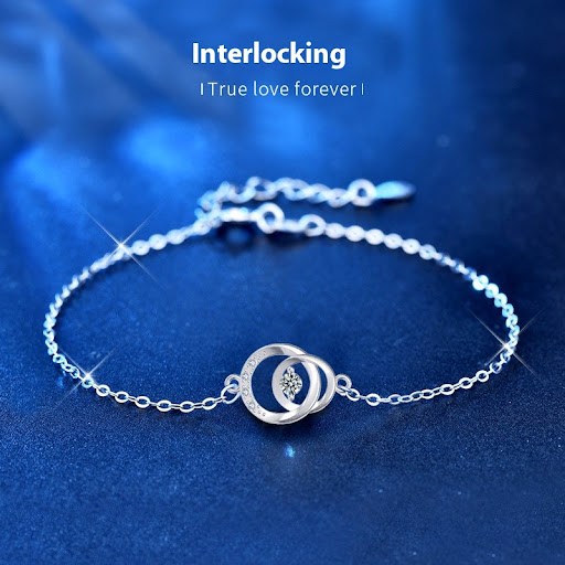 Title 3, Moissanite Ring Buckle 925 Silver Bracelet Fema...