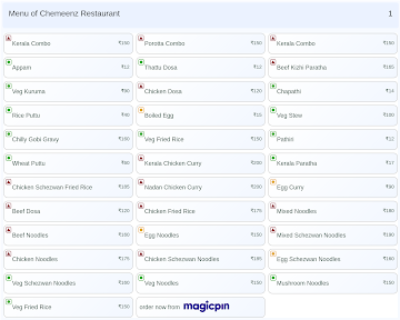 Chemeenz Restaurant menu 