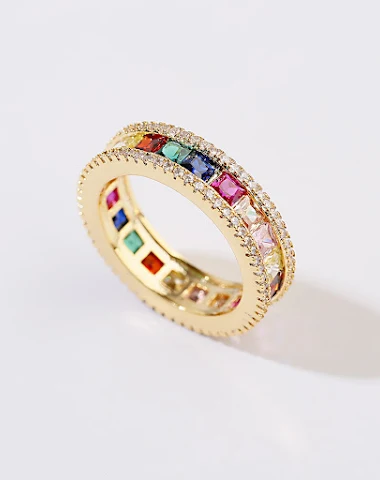 Anel de cristal com cores que combi - 1