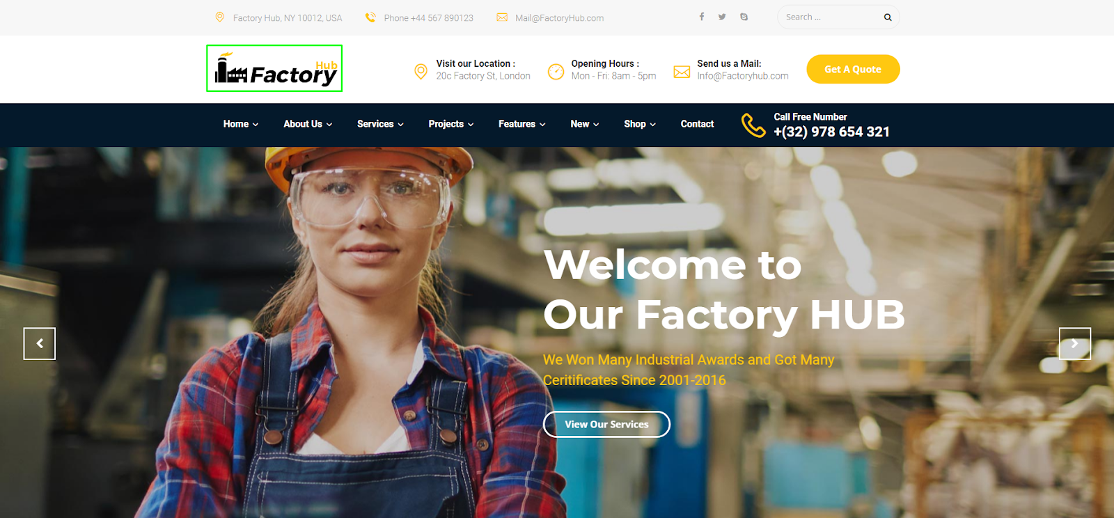 Factory HUB - Industrial and Construction WordPress Theme