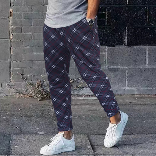 Title 3, Mens New Digital Print Plaid Fashion Sports Lo...