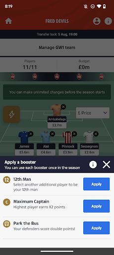 Screenshot The Sun Dream Team Soccer