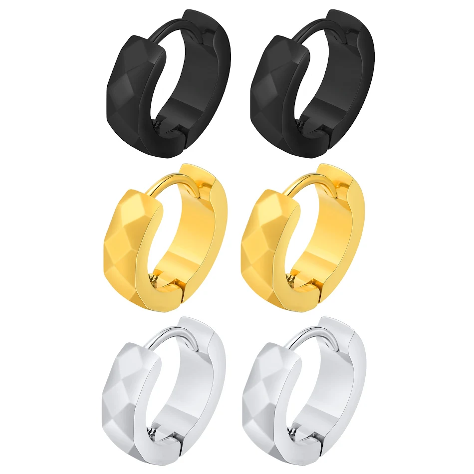 Boucles d'oreilles rondes en acier inoxydable pour hommes, style coréen simple et personnalisé, motif floral, tendance mode.