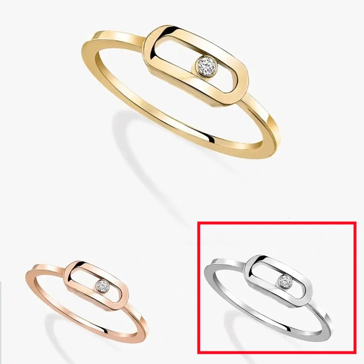 Anel Descompressão Trend com Strass Único Deslizante Feminino, alivie o estresse com estilo e brilho, joia moderna e elegante.