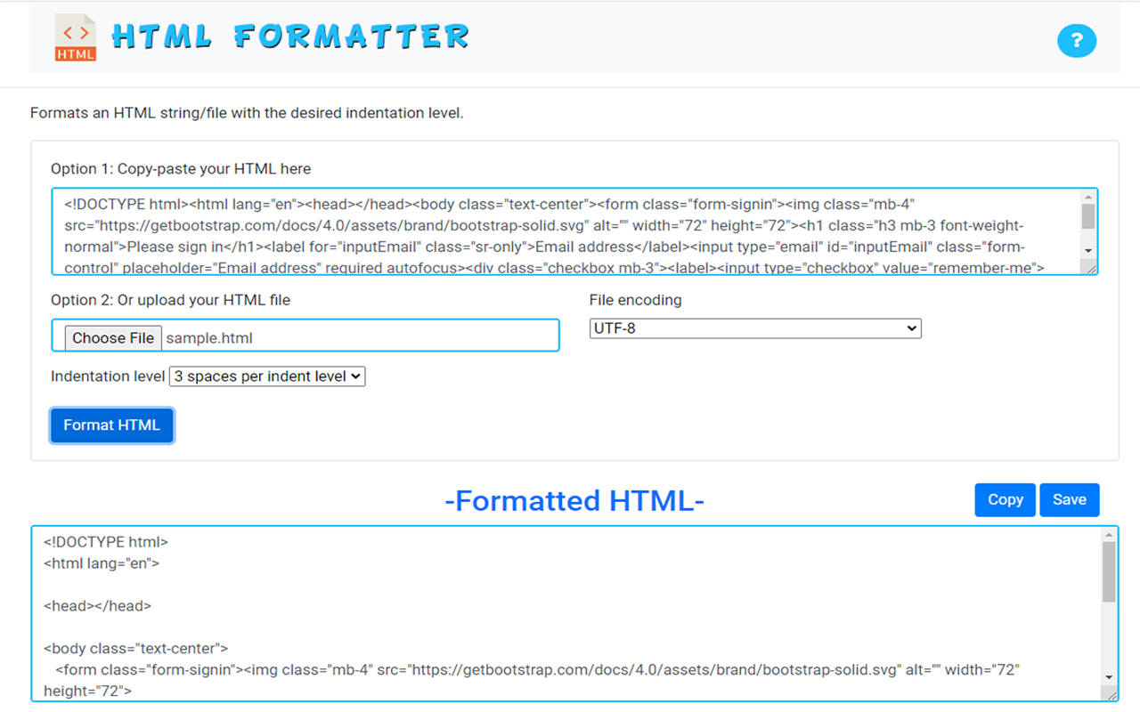 HTML Formatter Preview image 1