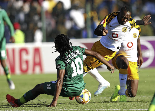 Siyethemba Sithebe of AmaZulu tackles Khama Billiat of Chiefs during Tuesday's Absa Premiership match.