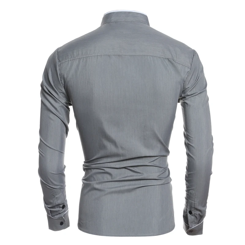 Men's Slim Long-Sleeved Shirt With Personality And Casual Stand-up Collar