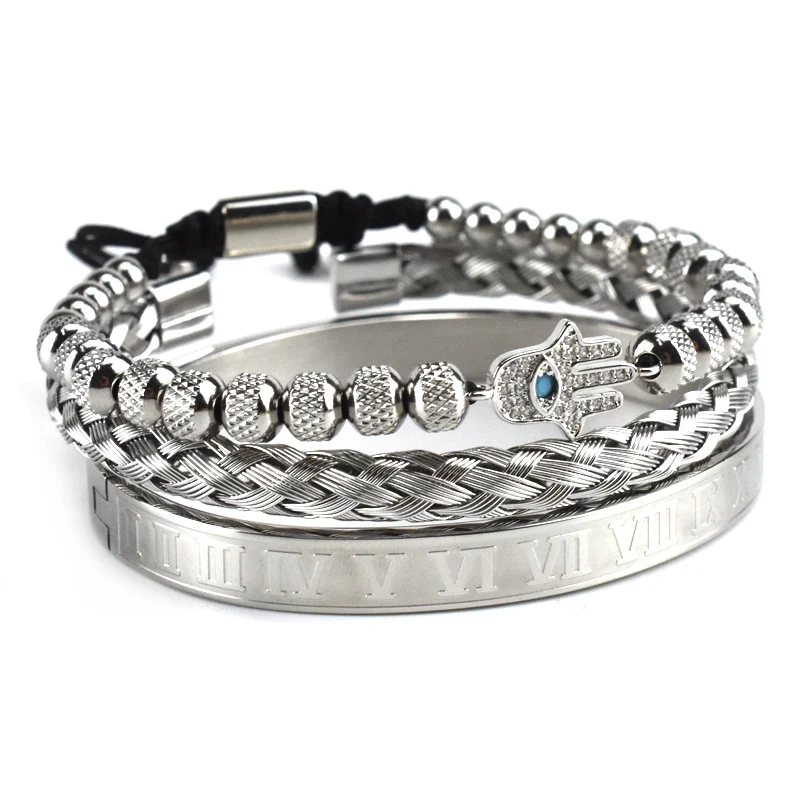 Edelstahl Herren Armband Römisches Digital Zopf Twist Anzug Modern Design Herrenschmuck Armreif stilvoll & langlebig Geschenkidee