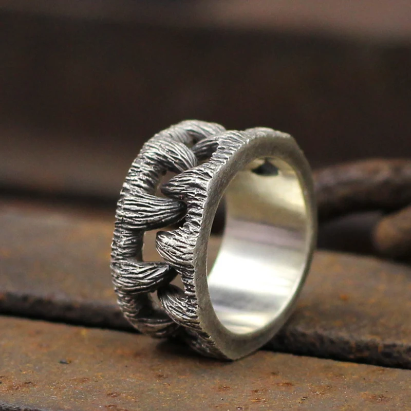 Bague homme Vintage Teeth en acier titane