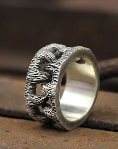 Vintage Teeth herenring van titaniu - 3