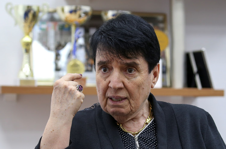 Nona Gaprindashvili, a Soviet-era chess grandmaster from Georgia, speaks during an interview in Tbilisi, Georgia on May 10 2019. Picture taken May 10, 2019. REUTERS/IRAKLI GEDENIDZE