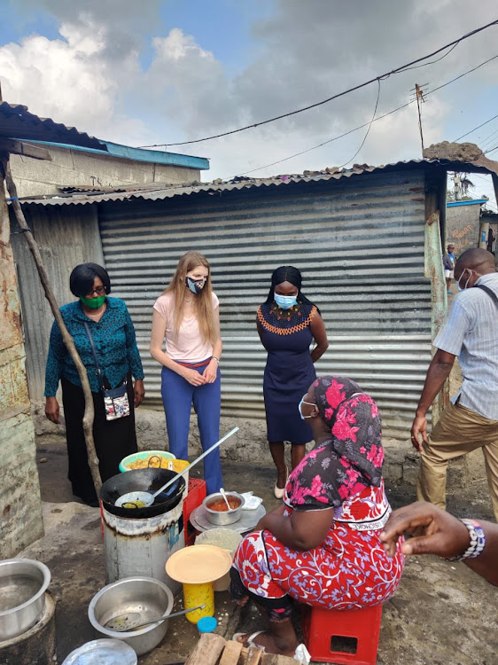 British High Commissioner to Kenya, Jane Marriott, visit the Tudor Muoroto informal settlement to see first-hand the potential beneficiaries of the UK cash transfer programme.