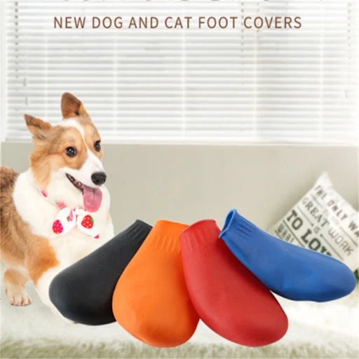 4Pcs Pet WaterProof Rain Shoes Anti-slip Rubber Boot for dog Cat Rain Shoes Socks For Small Medium Large Dogs Pet Suppli