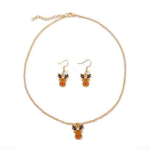 Title 5, Christmas Elk Pendant Necklace Earrings 2-Piece...