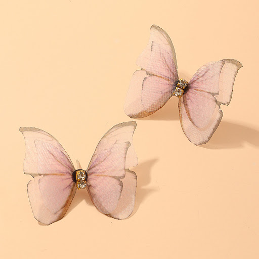 Title 2, Boucles doreilles papillon double en tulle, lé...
