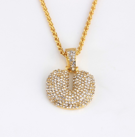 Personality hip hop letter necklace fashion trend 26 letter pendant