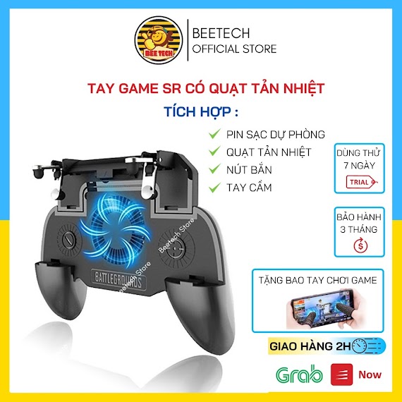 Tay Cầm Chơi Game Btg1 Cho Điện Thoại, Có Quạt Tản Nhiệt Và Pin Sạc Dự Phòng - Beetech