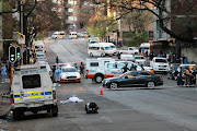 An off-duty officer from the Johannesburg Metro Police Department was shot and killed in Bruce Street, Hillbrow, Johannesburg on September 13 2018 
