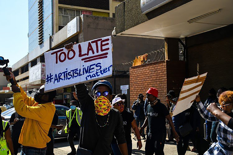 Artists protested outside the Department of Sports, Arts and Culture in Pretoria recently to hand over a memo of demands. These included making available the PESP report.