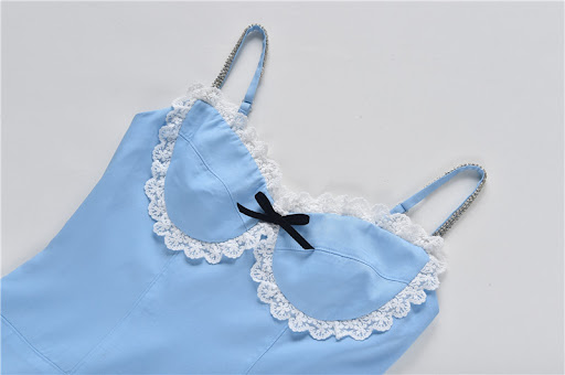 Title 3, French Pure Wind Lace Stitching Suspender Skirt...
