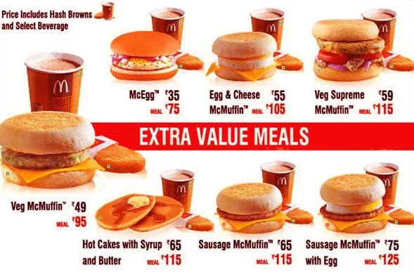 McDonald's menu 