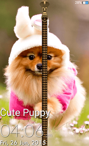 Cute Puppy Zipper Lock Screen