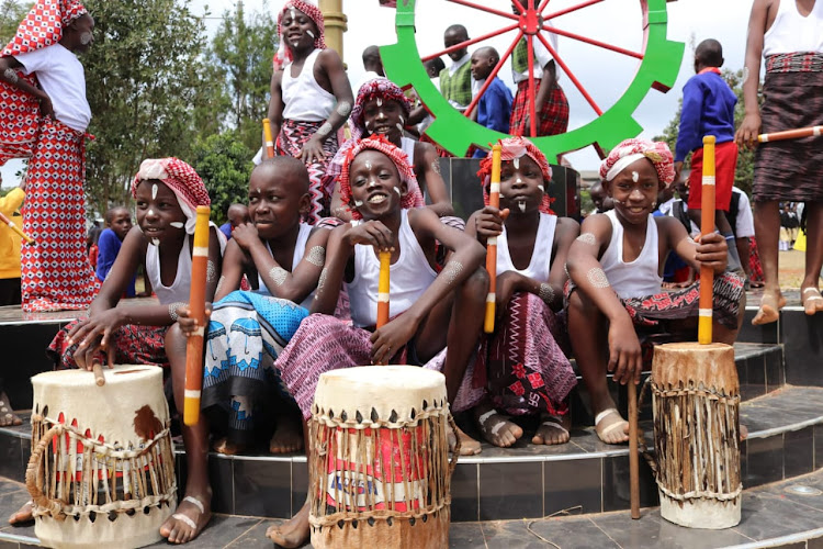 Pupils from Bridge school pose for a photo after their perforamance on August 15, 2023.