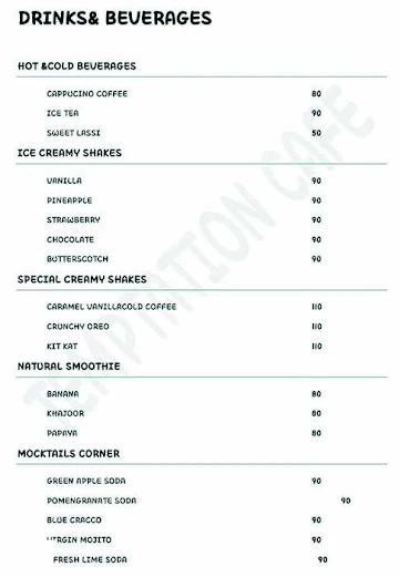 Cafe Temptation menu 