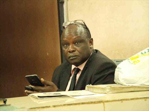 Communication Authority of Kenya former board member Wilbert Kipsang at Milimani court basement cellls on Monday.Photo/Philip Kamakya