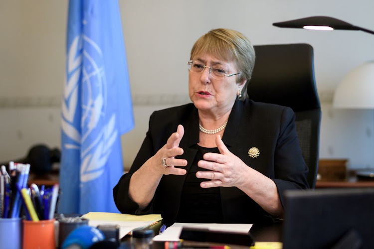 Michelle Bachelet speaks from her office at the Palais Wilson on her first day as new UN High Commissioner for Human Rights in Geneva, Switzerland, on September 3 2018.