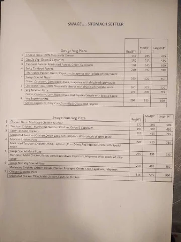 Swage menu 