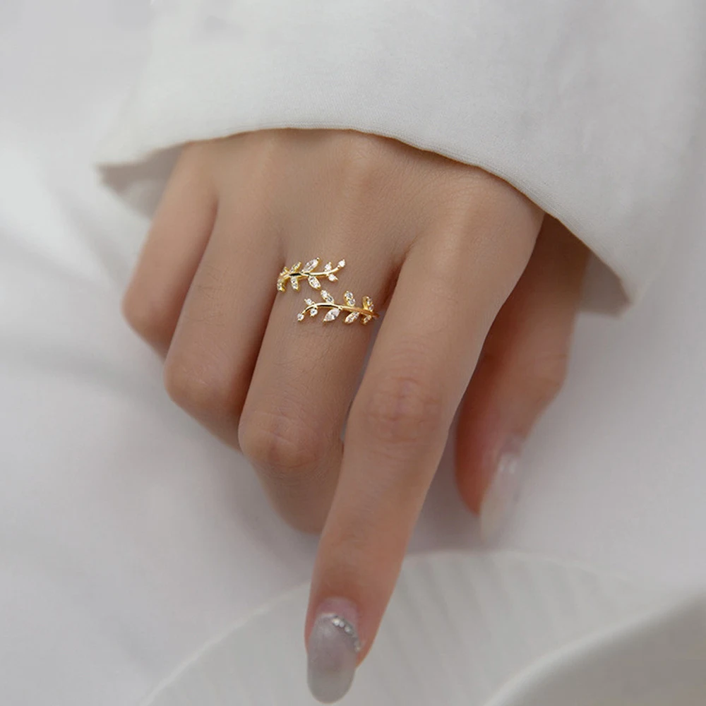Title 3, Bague Feuille pour Femme Réglable et Élégante A...