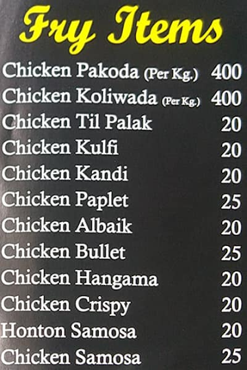 Mini Pakwan Dry & Fry menu 