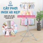 [Mẫu Mới Cao Cấp] - Cây Sào Phơi Đồ Inox Thông Minh Gấp Gọn Đa Năng 3 Tầng 60 Kẹp, Treo Đồ Cho Trẻ Em, Bé Sơ Sinh