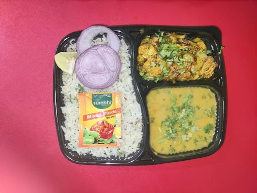 Dal [300 ML] Bhaat [500 ML] + Bhujiya [250 ML] Achar