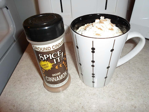Photo of Maple Dolce Latte which I topped with Zero Sugar Reddi Wip, and lightly sprinkle on a bit of ground cinnamon on top.