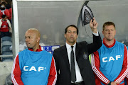 Tebogo Moloi, Roger De Sa and Eric Tinkler during the CAF Champions League Final 1st Leg match between Orlando Pirates and Al Ahly from Orlando Stadium on November 02, 2013 in Soweto.