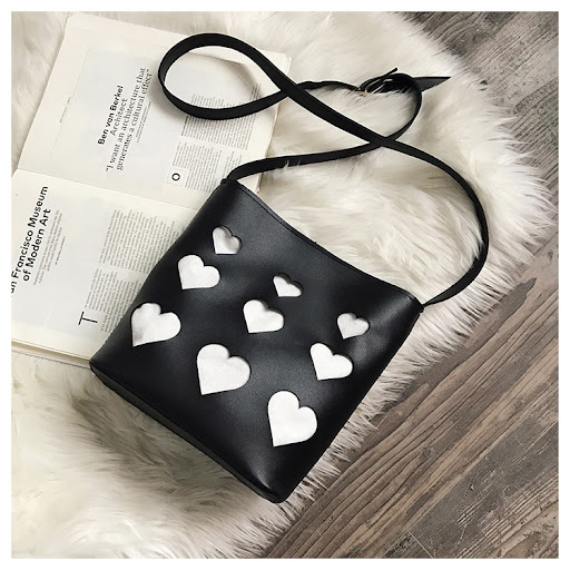 Title 5, All-match hollow small peach heart bucket bag. ...