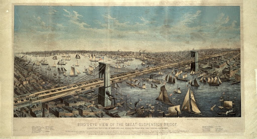 Bird's-Eye View of the Great Suspension Bridge ...