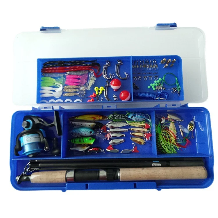 Title 2, Conjunto de caixa de pesca portátil com vara e ...