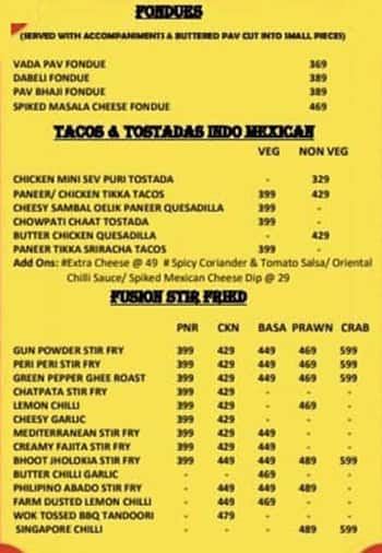 Angrezi Dhaba menu 