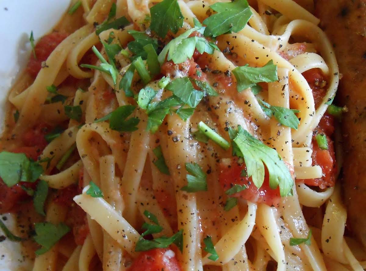 Tomato Asiago Fettuccine & Italian Chicken Sausage | Just A Pinch Recipes