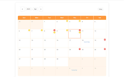 Orange Calendar